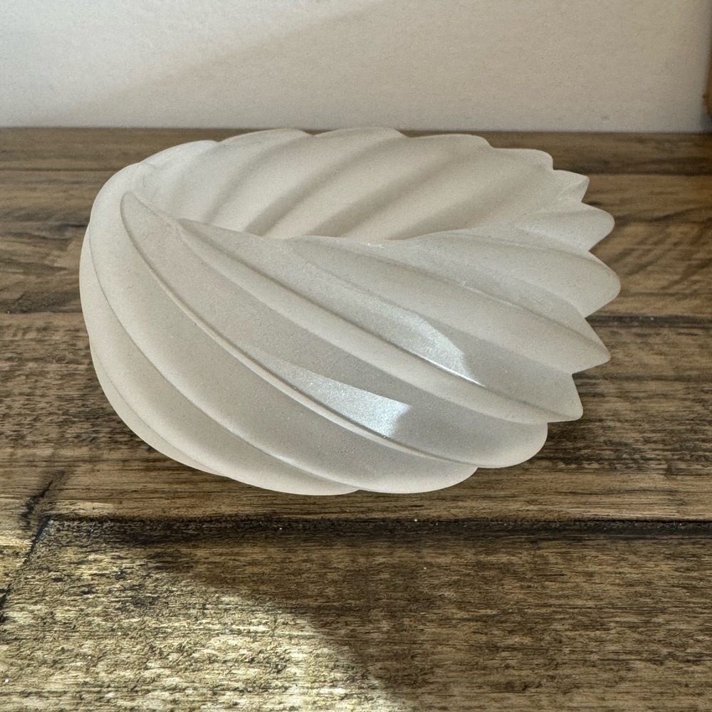 Vintage translucent white deeply molded oversized Lucite bangle